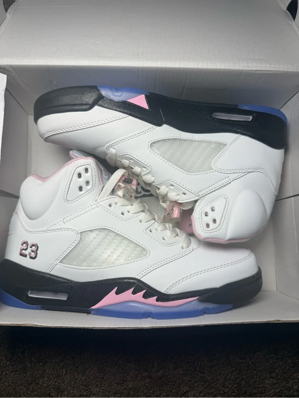 Jordan White Sneakers with Pink & Black Accents